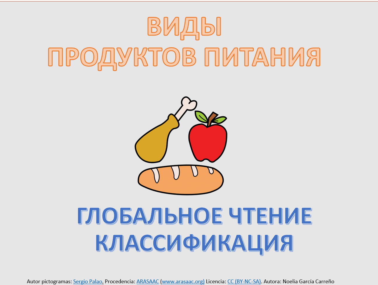 Глобальное чтение – Виды продуктов питания.